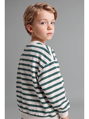 DeFacto Oversize Bisiklet Yaka Çizgili Sweatshirt Erkek Bebek I4401A526WN