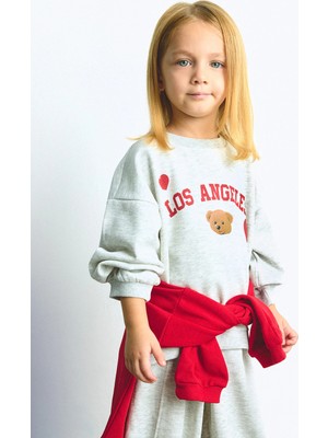 DeFacto Regular Fit Bisiklet Yaka Baskılı Kalın Sweatshirt Kız Bebek I1707A526AU