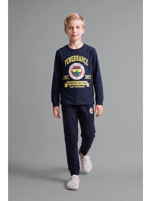 DeFacto %100 Pamuk Fenerbahçe Lisanslı Bisiklet Yaka Uzun Kollu Üst Jogger Alt Pijama Takımı Erkek Çocuk I2029A826AU