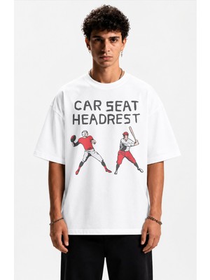 Fuddy Moda Unisex Oversize Rock Band Car Seat Headrest Baskılı Bisiklet Yaka Tişört