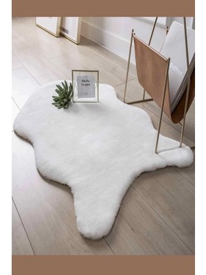 Raschel Carpet Kalın Beyaz Peluş Yumuşak Post Halı, 120 x 170
