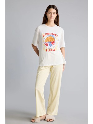 DeFacto Baskılı Kısa Kollu Regular Fit 2'li Pijama Takımı I8336AX26AU