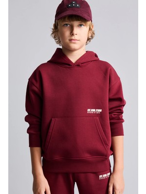 DeFacto Regular Fit Kapüşonlu Baskılı Kanguru Cepli Kalın Kumaş Sweatshirt Erkek Çocuk H9682A826WN