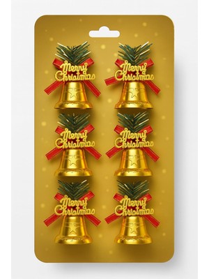 Uravas Store 6 Adet Lüx Yılbaşı Ağacı Süslemeleri Zilleri Yılbaşı Süsleri Yılbaşı Ağacı Süsü Gold