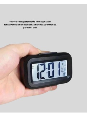 Renas Store Sensörlü Dijital Masa Saati Alarm ve Sıcaklık Göstergeli