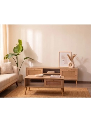 Vow Home Living Calvin Hazeran 2 Parça TV Ünitesi ve Orta Sehpa Seti