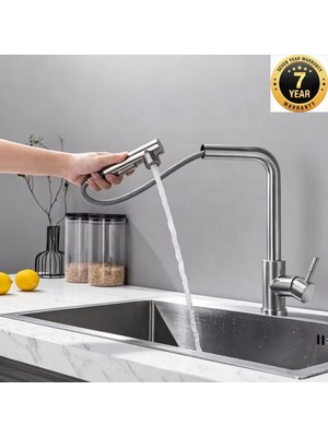 OEM Mutfak Eviye Bataryası 2 Fonksiyonlu Fiskiye Başlığı ve Spiralli Mat Gold 7 Yıl Garantili Ithal