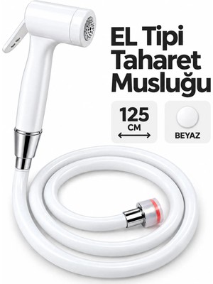 Badem10 El Taharet Musluğu Beyaz 125 cm Hortumlu Banyo Tuvalet Için Ergonomik Hijyen Musluğu