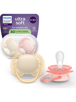 Philips Avent Ultra Soft Emzik, Ortodontik, Esnek Emzik Kalkanı, 0-6 Ay, Kız, SCF091/38