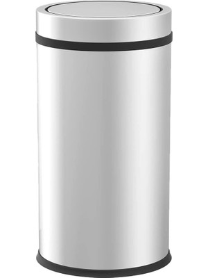 Vinoks Premium Serisi Pratik Döner Kapaklı 32 Litre Mutfak/banyo Çöp Kovası Paslanmaz Krom, 32L