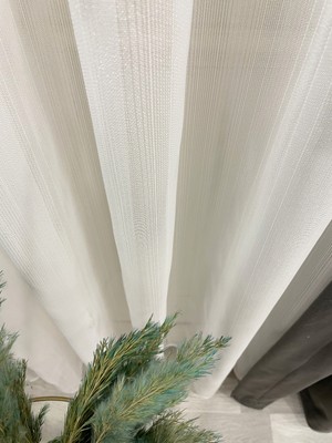 Brillant Dikey Çizgili Zincir Desen Kırık Beyaz 1/3 Sık Pile Tül Perde