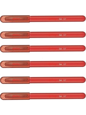 Rotring Kırmızı Jel Mürekkepli Tükenmez Kalem 6 Adet 0.7 mm Yazım İçin Uygun