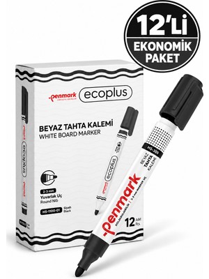 Penmark Ecoplus Siyah Beyaz Tahta Kalemi 12'li Kutu