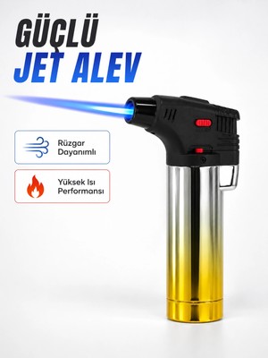 Renas Store Metal Gövdeli Pürmüz Çakmak Ayarlanabilir Alevli Rüzgar Dayanıklı Tasarım