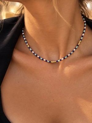 By Song Atelier Amazonit,lapis Lazuli, Kum Inci ve Hematit Doğaltaşlı Kolye