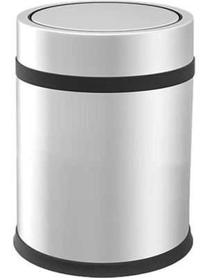 Vinoks Premium Serisi Pratik Döner Kapaklı 8 Litre Mutfak/banyo Çöp Kovası Paslanmaz Krom, 8l