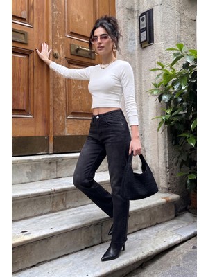 Lela Pamuklu Yüksek Bel Düz Paça Jeans Kadın Kot Pantolon 7031007