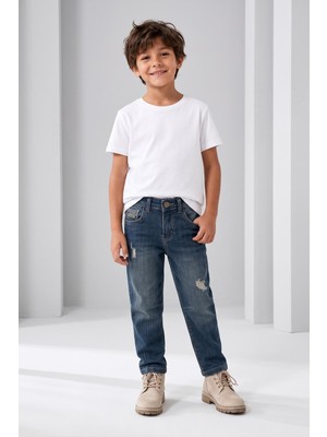 Mutlu Kids Erkek Çocuk Pens Detaylı Yıpratma Görünümlü Rahat Kesim Jean Pantolon