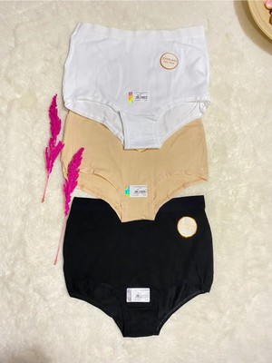 Berrak 11656 Modal Ten Toparlayıcı Büyük Beden Kadın Külot 3'lü Paket-Krem Ten-3xl