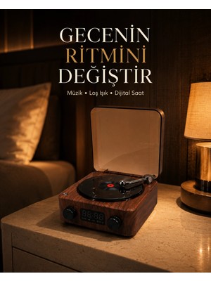 Astraltech Gece Lambası Bluetooth Hoparlör Dijital Saat Çok Fonksiyonlu Su Dalgası Işıklı