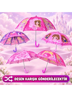 Mubx 8 Telli Desenli Kız Çocuk Şemsiyesi Çocuk Okul Şemsiyesi
