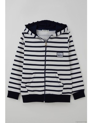 Breeze Erkek Çocuk Hırka Fermuarlı Cepli Kapüşonlu 4-8 Yaş , Beyaz