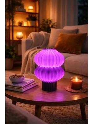 Marvielle Mor ve Pembe Modern Abajur ile Atmosferik Masa Lambası - Masa ve Gece Lambası