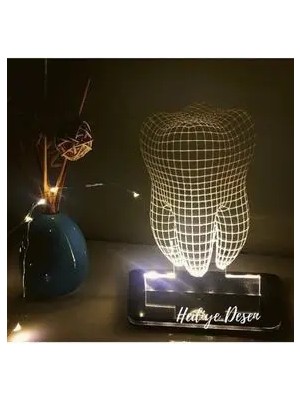 Marvielle Diş Temalı LED Gece Lambası - Beyaz Tasarım - Masa ve Gece Lambası