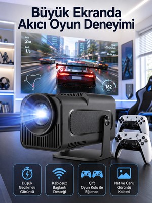 Astraltech Çift Kollu Game Box Projeksiyon Cihazı Kumandalı Android Tv Dahili Hoparlör