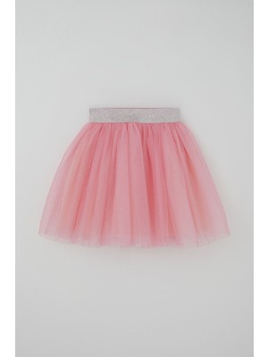 Breeze Kız Çocuk Tütü Etek Simli Bel Kısmı Lastikli 5-10 Yaş , Pembe