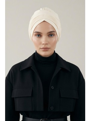 Aisha's Design İnce Pile Dikişli Penye Bone,B-19,Krem