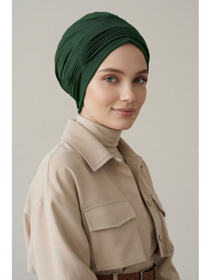 Aisha's Design İnce Pile Dikişli Penye Bone,B-19,Yeşil