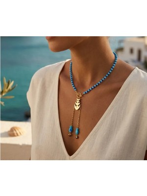 Mk Design Jewelry Tasarım Mavi Kolye
