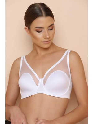 LE JARDIN Tül Kaplı Soft Cup Sütyen - 9200 Beyaz-BEYAZ-100