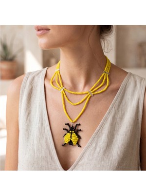 Mk Design Jewelry Sarı Siyah Uğur Böceği Kolye