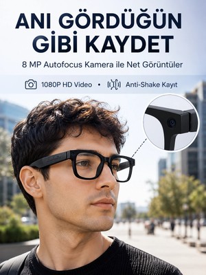 Astraltech 3 Lensli Akıllı Kamera Gözlüğü Aı Görüntü Tanıma Çoklu Dil Çeviri 32 GB Hafıza Wifi ve Hızlı Şarj Özellikli