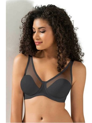 LE JARDIN Tüllü Toparlayıcı Soft Cup Kadın Sütyen 9200-SİYAH-90B