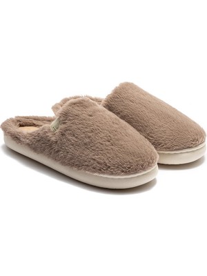 Twigy Elis Peluş Kadın Ev Terliği Koyu Bej 36/41