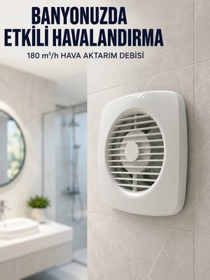 Renas Store Ev Tipi Dekoratif Aspiratör 16 W 180 M³/h Banyo Mutfak Wc Havalandırma Çözümü