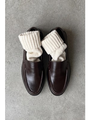 Lutvelizade Loafer 2602 - Klasik Deri Görünümlü Acı Kahve Kadın Loafer