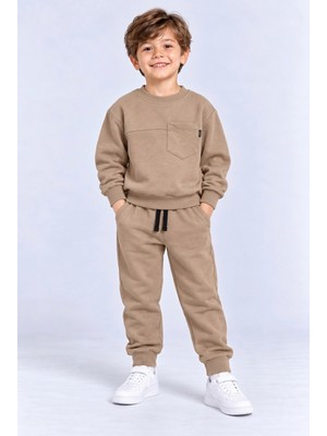 Ahengim Erkek Çocuk Cepli Sweatshirt ve Jogger Eşofman Altı 2’li Takım Günlük Rahat Çocuk Eşofman Seti AK125