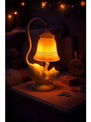 Marvielle Sevimli Kedi Tasarımlı Modern Gece Lambası - Masa ve Gece Lambası