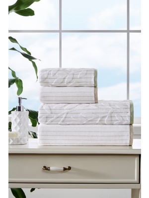Özdilek Leaf Stripe Kadife Havlu Seti Best Set