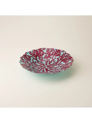 Matmel Deco Mercan Dekoratif Tabak - Turkuaz / Kırmızı -  40 cm