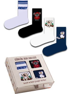 Neşeli Çoraplar 4'lü Energy Atletik Çorap Kutulu Set