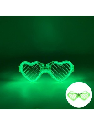 Renas Store Yeşil LED Işıklı Kalp Gözlük – 3 Modlu Parti &amp; Glow Gözlüğü