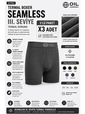 Oil Company Termal Antrasit 3'lü Boxer Seamless 3. Seviye