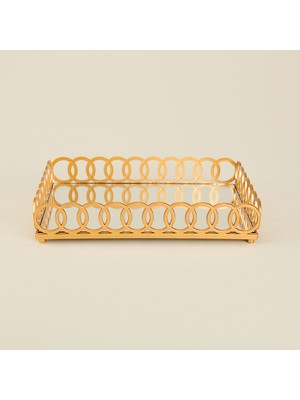 Matmel Deco Meander Aynalı Dekoratif Tepsi - Altın - 31X21 cm