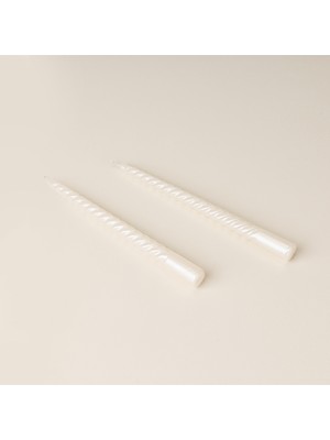 Mumsan Sakura 2'li Burgu Şamdan Mumu - Sedef / Beyaz - 25 cm
