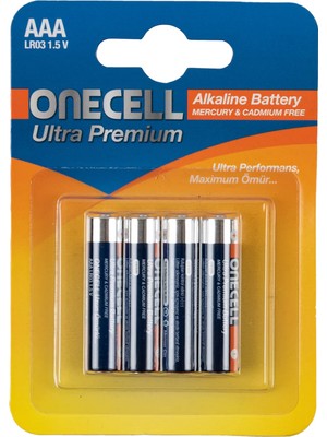 Onecell Ultra Premium Alkalin 1,5 V. 4'lü Aaa Boy Pil